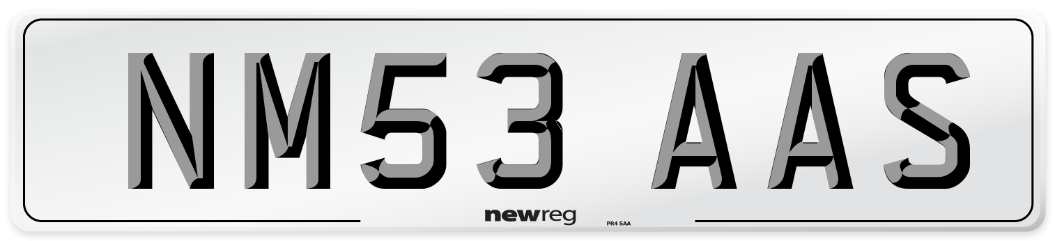 NM53 AAS Number Plate from New Reg
